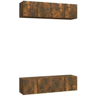vidaXL Muebles Tv Pared 4 Uds Madera Ingenier&iacute;a Roble Humo 60x30x30cm Vidaxl