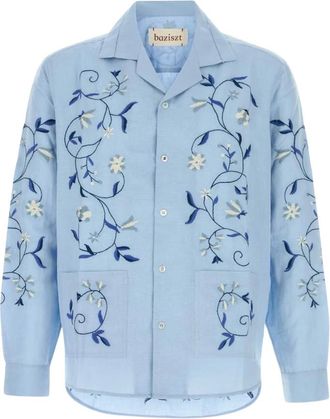 Baziszt Meguru Shirt - Heren - Casual Overhemden - Blauw - M - Katoen - Overhemden