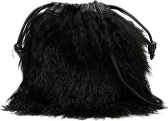 Zadig&Voltaire Rock To Go Frenzy shearling bucket bag - women - Lamb Skin/Cotton/Sheep Skin/Shearling - One Size - Black
