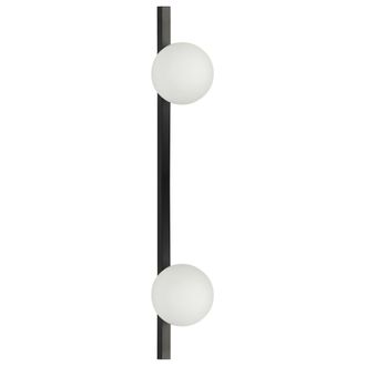 Beliani L&aacute;mpara De Pared De Vidrio Negro Blanco 85 Cm Metal Aplique Pantallas Globo Isabella
