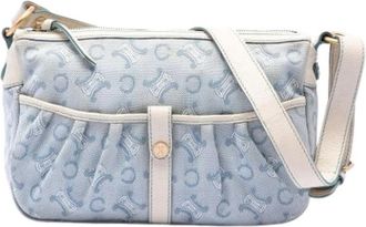 Celine Pre-owned Canvas Crossbody Tas - Dames - Vintage Schoudertas - Blauw - ONE Size - Leer - Vintage