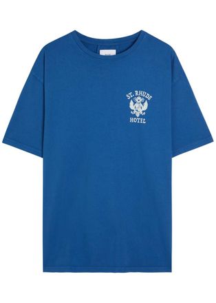 Rhude Rhude St Rhude Printed Cotton T-shirt - Blue - XL