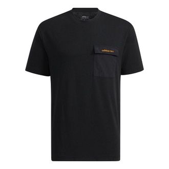 adidas neo M Sw Pkt Tee Chest Pocket Back Funny Sports Short Sleeve Black H55278
