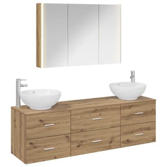 vidaXL Juego De Muebles De Ba&ntilde;o 4 Pcs Roble Artesanal Vidaxl