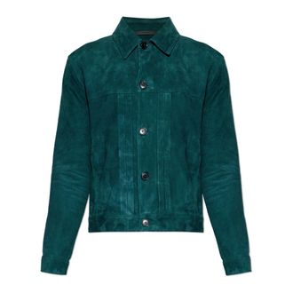 Paul Smith Leather Jackets, male, Green, Size: L Suede Jacket