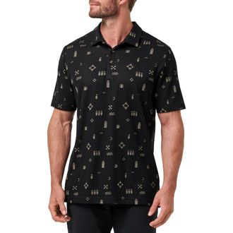 Travis Mathew Weather Patterns Print Cotton Blend Polo in Black at Nordstrom, Size Xx-Large