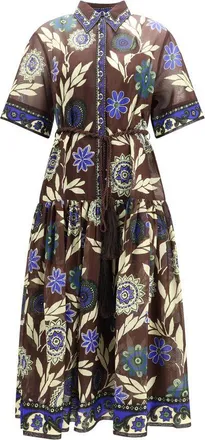 Alemais Brown Cotton Casual Womens Dress
