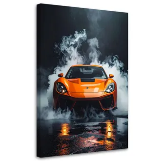 Feeby Cuadro Sobre Lienzo, Coche Deportivo Naranja, 80x120