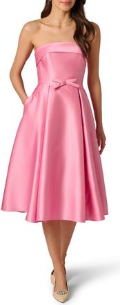 Adrianna Papell Bow Trim Strapless Mikado Cocktail Dress in Cherry Blossom at Nordstrom, Size 12