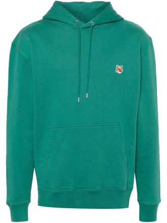 Maison Kitsun&eacute; Fox Head cotton hoodie - men - Cotton - S - Green