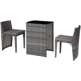 TecTake Garden Table & Chairs Hamburg - 2 chairs, 1 dining table, bistro set in Grey | Size: 2 Seater