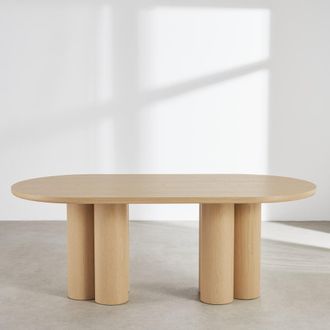 Maisons du monde Mesa de comedor ovalada de chapa de roble claro, 6/8 personas, 200 cm