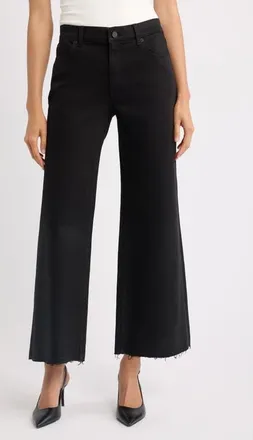 Kobi Halperin Rafaella Raw Hem Wide Leg Jeans in Black at Nordstrom, Size 28