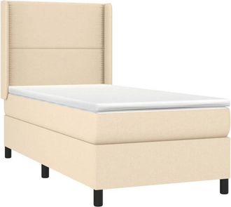 vidaXL Vidaxl - Cama Box Spring Colch&oacute;n Y Luces Led Tela Color Crema 90x190 Cm