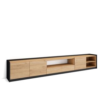 Skraut Home Mueble tv efecto madera roble y negro 310x37x50cm