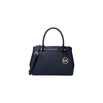Michael Kors Gibson Small Saffiano Leren Satchel - Dames - Tassen - Blauw - Maat: ONE Size Zijde