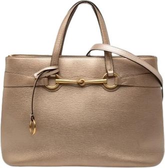 Gucci Pre-owned Bright Bit Satchel - Dames - Vintage Handtas - Bruin - ONE Size - Leer - Vintage