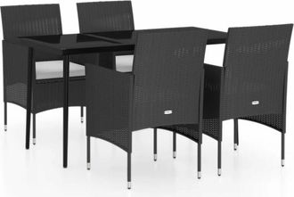 vidaXL Juego De Comedor De Jard&iacute;n 5 Piezas Con Cojines Negro Vidaxl