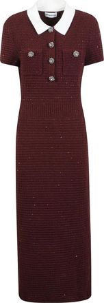 Self Portrait Vestido midi de punto texturizado - Dresses - Mujer - Rojo - L