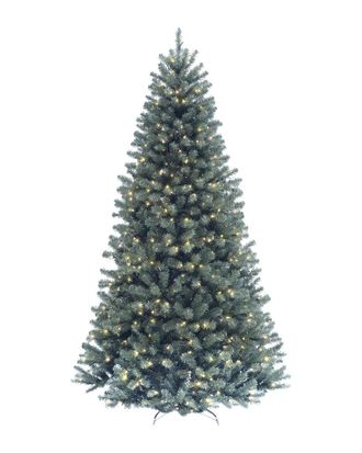 National Tree Company 7.5Ft North Valley Spruce Blue Hinged Tree With 700 Clear Lights