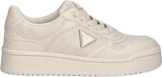 Guess Co logo-plaque trainers - women - Calf Leather/Calf Leather/Rubber - 37 - Neutrals