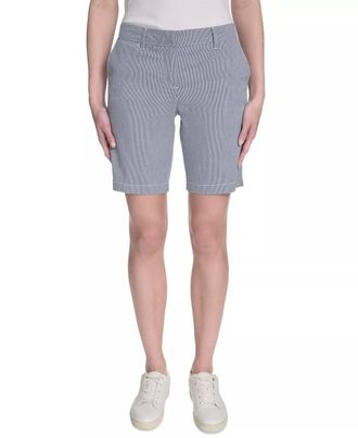 Nautica Striped Riviera Mid-Rise Shorts In Bright Blue
