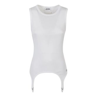Jean Paul Gaultier Sleeveless Tops, female, White, XS, Cotton Ribbed Tank Top