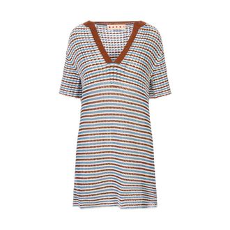 Marni Knitted Dresses, female, Multicolor, Size: 3XS Striped Crochet Mini Dress