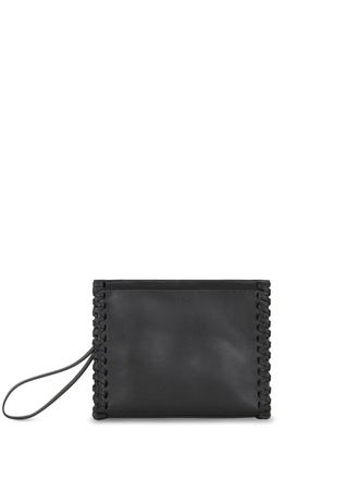 Etro medium whipstich-detail leather clutch bag - women - Calf Leather - OS - Black
