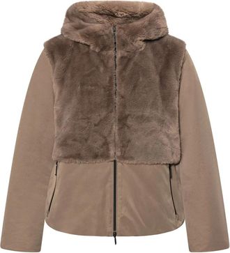 Gil Bret Faux Fur Hooded Jacket - Dames - Jassen - Beige - M - Polyester - Jassen