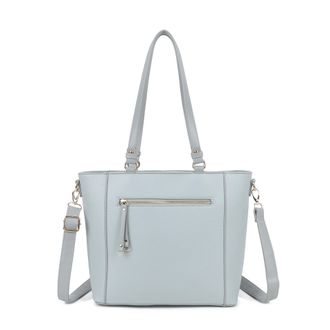 Generic Womens Tote Bag,Faux Leather, Shoulder Bag with Adjustable Strap, Front Zipper Pocket (Grey)