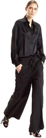 Cynthia Rowley Tuxedo Stripe Wide Leg Pants in Black at Nordstrom, Size X-Small