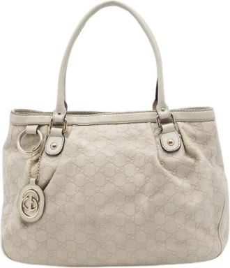 Gucci Pre-owned Vintage Embossed Leather Tote Bag - - Pre-owned - Donna - Beige - ONE SIZE