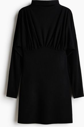 H&M Gerafftes Kleid mit Turtleneck - Schwarz