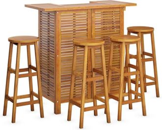 vidaXL Juego Muebles De Bar Para Jard&iacute;n 5 Pzas Madera Maciza De Acacia Vidaxl