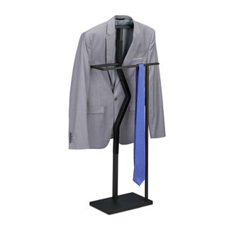 Relaxdays Gal&aacute;n Noche Para Chaqueta Y Pantal&oacute;n, 107 X 48 X 20 Cm, Metal Y Efecto Madera, Mozo Ropa Dormitorio, Negro - Relaxdays