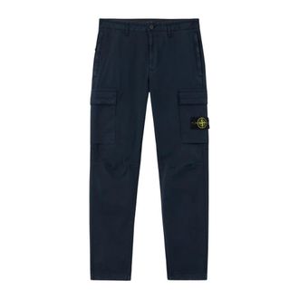 Stone Island Stretch Katoen Twill Cargo Broek - Heren - Straight fit broeken - Blauw - W32 - Katoen - Broeken