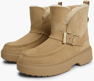 Tommy Hilfiger Womens Shearling & Suede Snow Boot - Safari Canvas - US 6.5 / EU 37