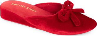 Patricia Green Velvet Bow Wedge Slipper in Red at Nordstrom, Size 11