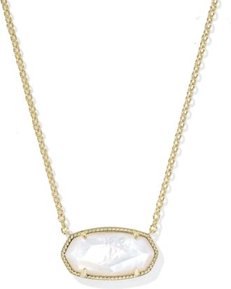 Kendra Scott Womens Elisa Statement Pendant Necklace In Gold Ivory Mother-Of-Pearl