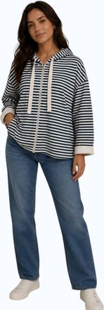 Max Mara Stripe Zip Up Hoodie In Blue