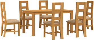 vidaXL Conjunto De Comedor 7 Uds. Beige Madera De Roble S&oacute;lido Vidaxl