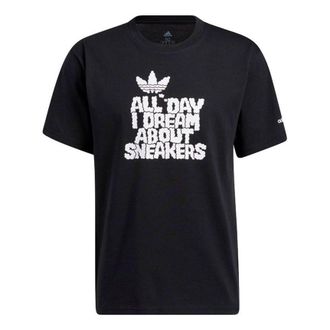adidas originals Funny Alphabet Printing Sports Round Neck Short Sleeve Black H16236