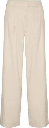 Gestuz Beige Linnen Hoge Taille Broek - Dames - Wijde Broeken - Beige - XS - Linnen - Broeken