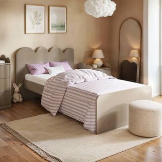 Flair Calista Ribbed Cloud Headboard Single Bed in Beige