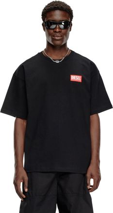 Diesel T-shirt with jacquard logo patch - T-Shirts - Man - Black