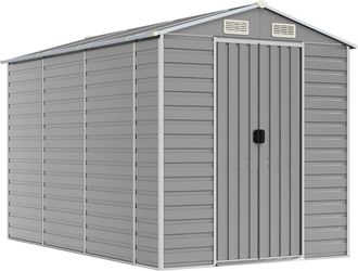 vidaXL Cobertizo De Jard&iacute;n Acero Galvanizado Gris Claro 191x300x198 Cm Vidaxl