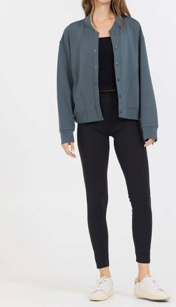 Vintage Havana Cloud Fleece Bomber Jacket In Green