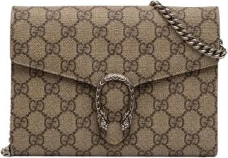 Gucci Pre-owned Portemonnee met Ketting - Dames - Vintage Schoudertas - Beige - ONE Size - Vintage