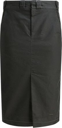 Maison Margiela Rokken, Dames, Grijs, S, Katoen, Grijze Midi Rok Lineaire Silhouet